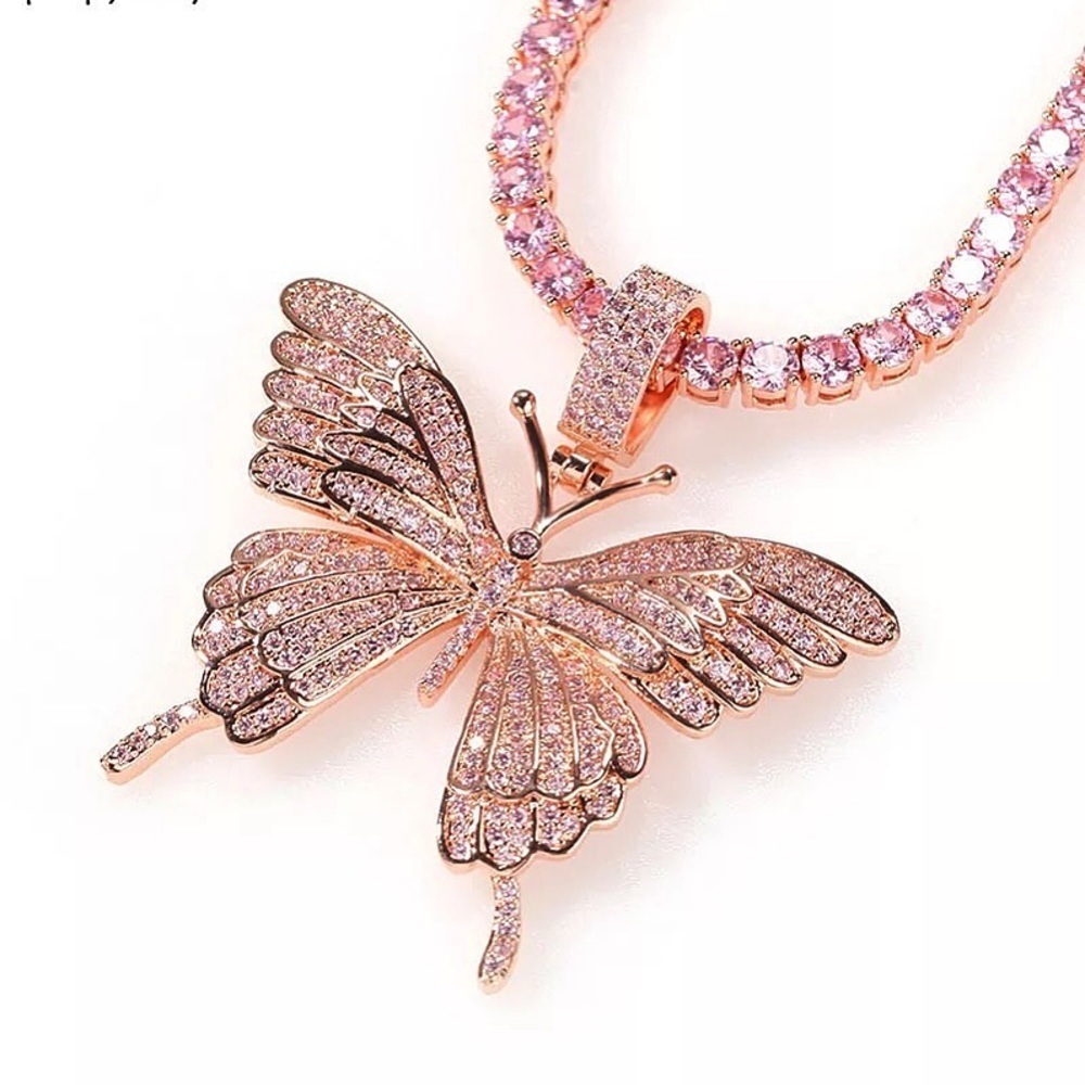 16inch pink tennis butterfly choker